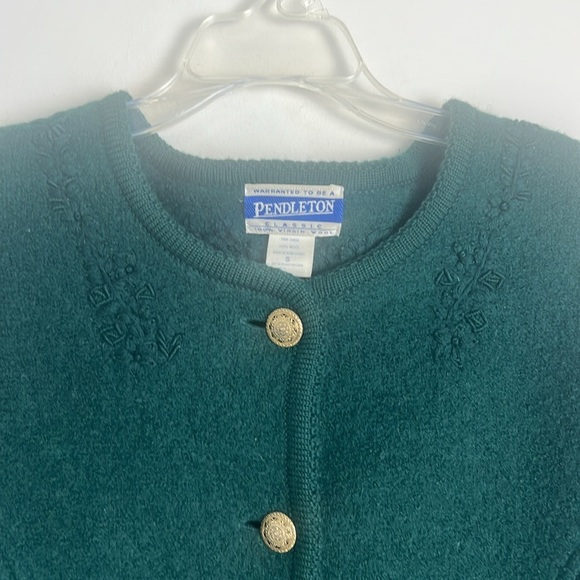 Vintage Pendelton Women's Green 100% Virgin Wool Embroidered Jacket Classic Sz S - Picture 3 of 10